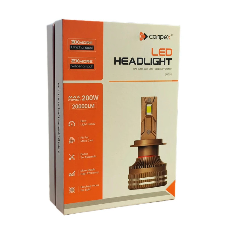هدلایت خودرو کانپکس M75 (۲۰۰وات) اورجینال پایه h7 بسته دو عددی