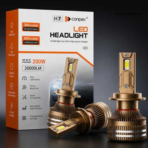 هدلایت خودرو کانپکس M75 (۲۰۰وات) اورجینال پایه h7 بسته دو عددی